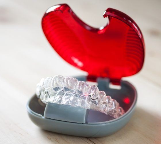 Invisalign trays in carrying case