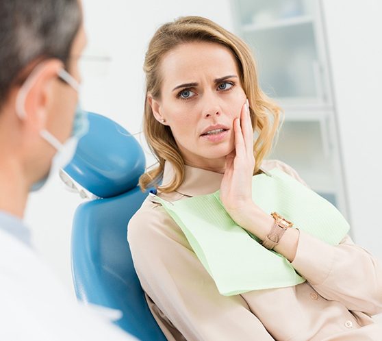 A patient during their emergency dental exam in Austin, TX