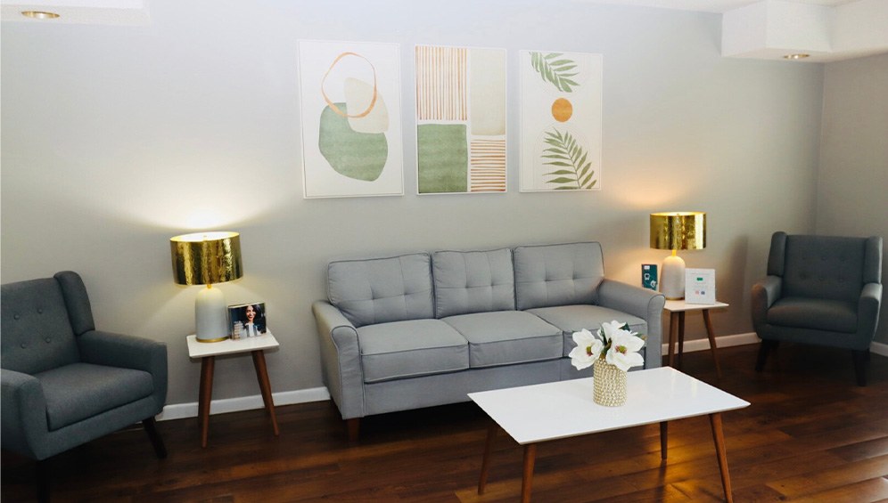 Comfortable seating in dental office waiting area