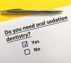 Form question asking if patient requires oral conscious sedation