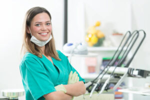 Smiling dental assistant