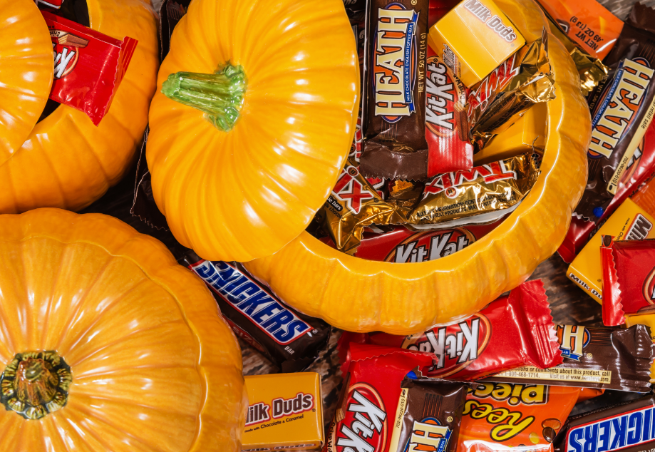 Halloween candy in pumpkin